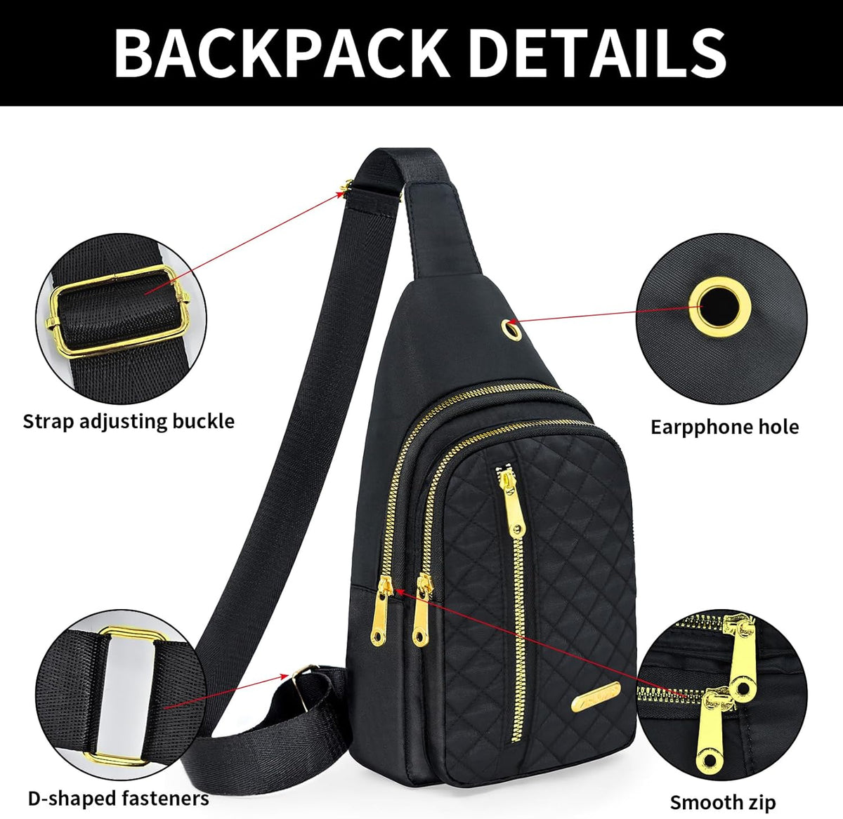 Small Sling Bag For Women Men Casual Crossbody Sling Backpack