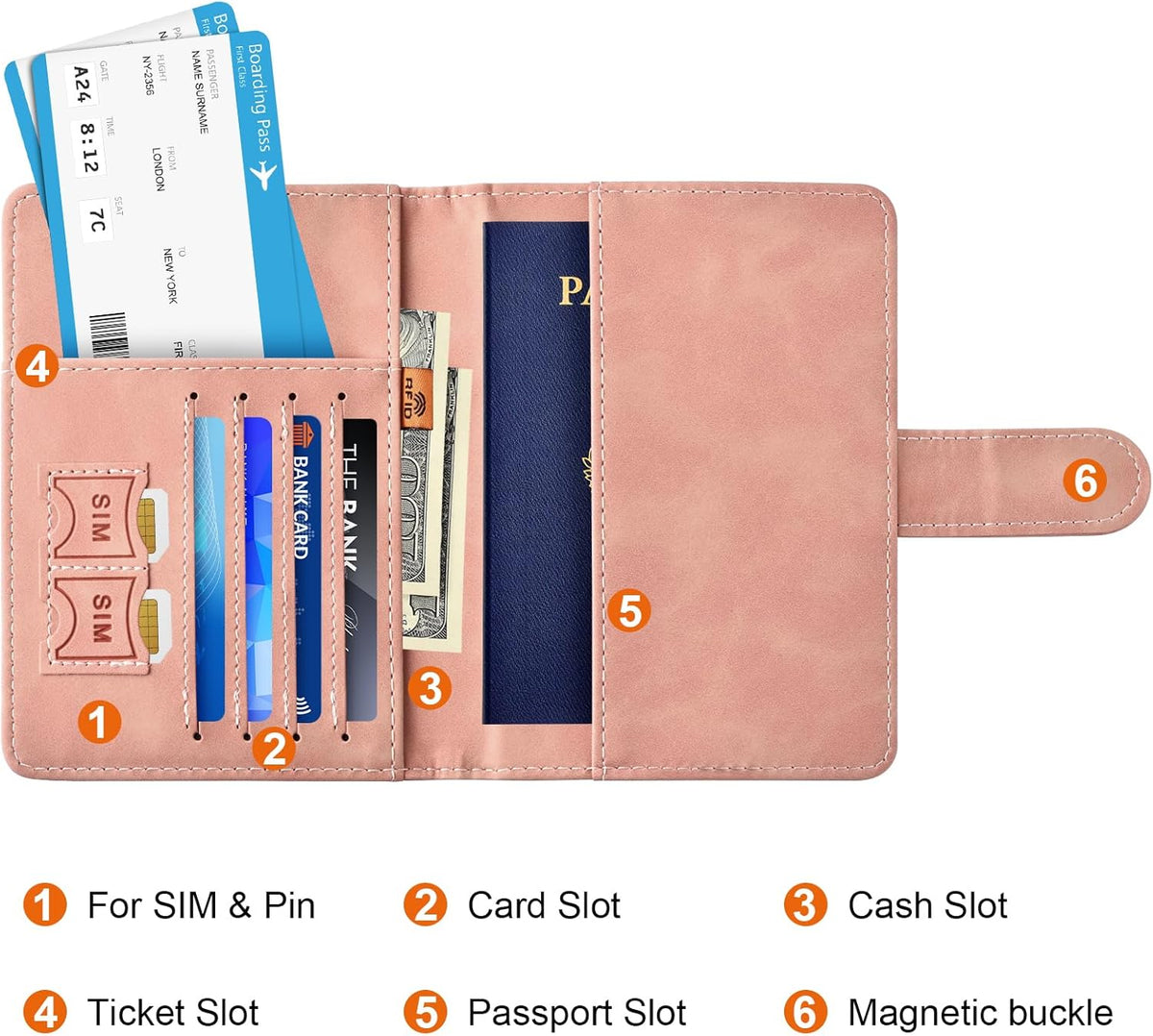 Eoehro Passport Holder for Travel Essentials, Passport Wallet Cover Case for Travel Must Haves Accessories,Passport Book Holders for Women and Men(light pink)