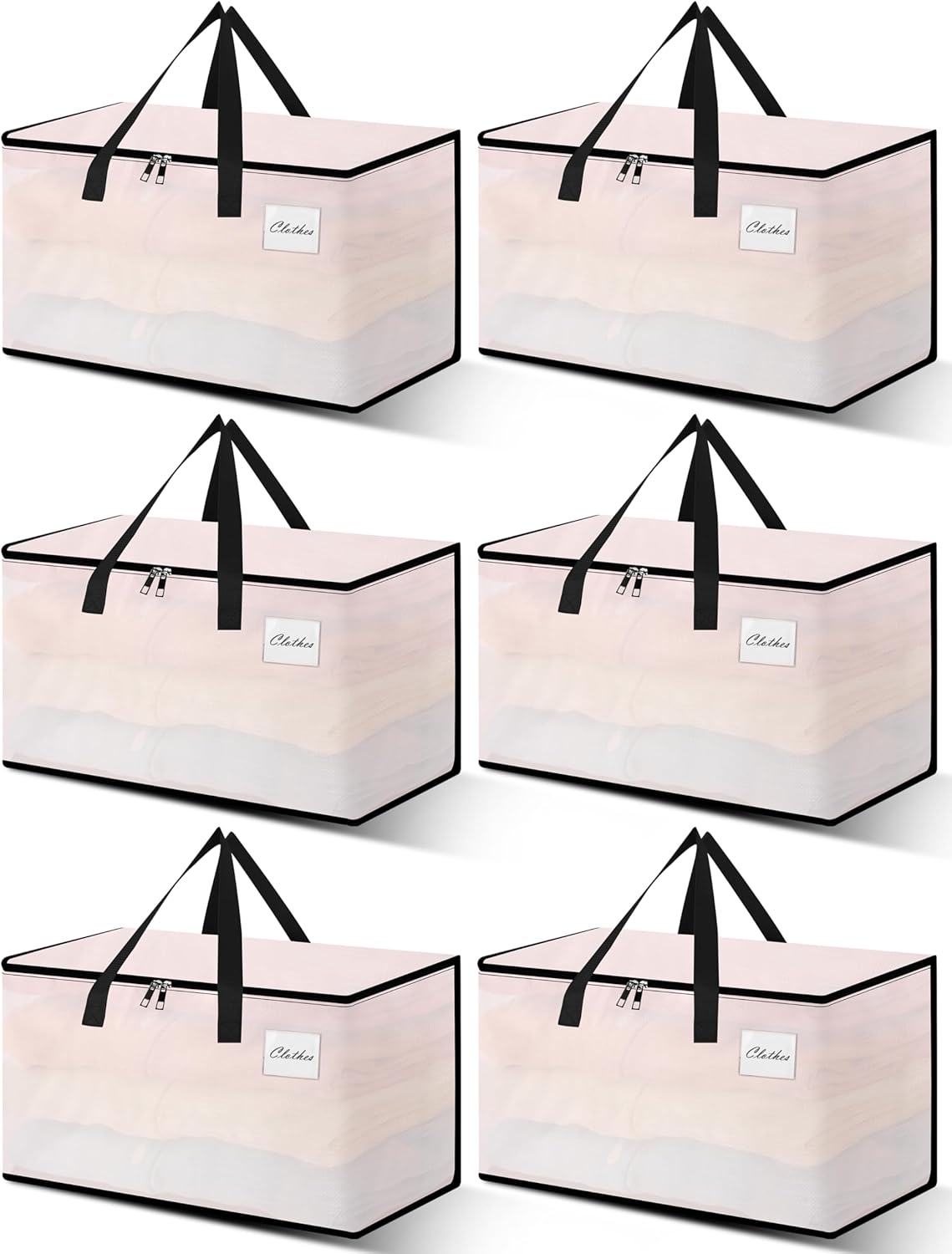 Heavy Duty Moving Bags - Extra Large Packing Bags and Storage Totes, Collapsible and Foldable Option for Moving and Storage, Clear, 93 L - 6 Pack