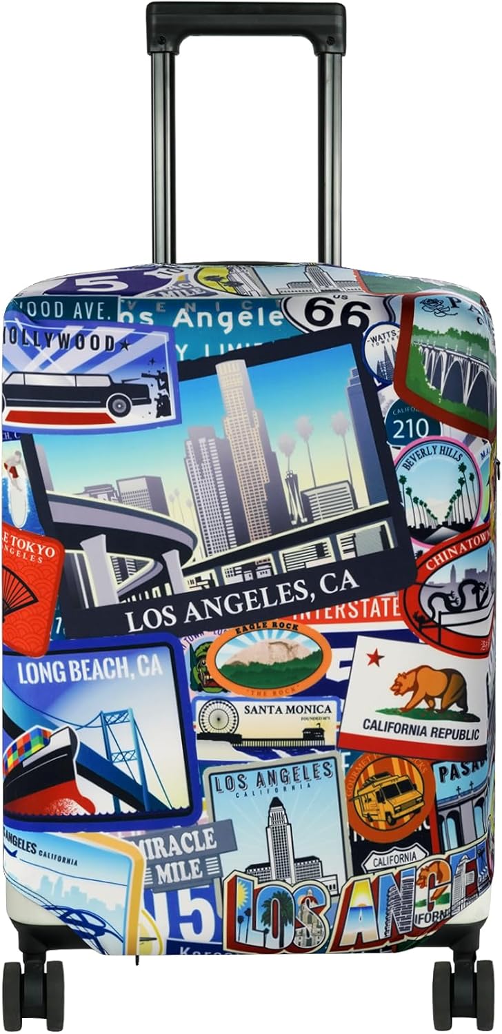HYPER VENTURE Washable Luggage Cover - Fashion Suitcase Protector Fits 18-22 Inch Luggage (Travel Location, S)