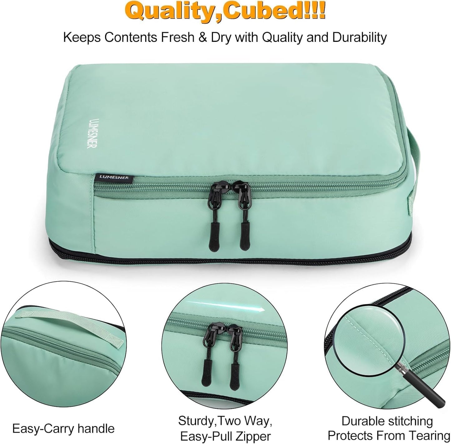 8 Set Compression Packing Cubes for Travel, Waterproof Luggage Organizers, Suitcase Organizer Set for Carry-On & Checked Baggage, Travel Accessories for Men & Women