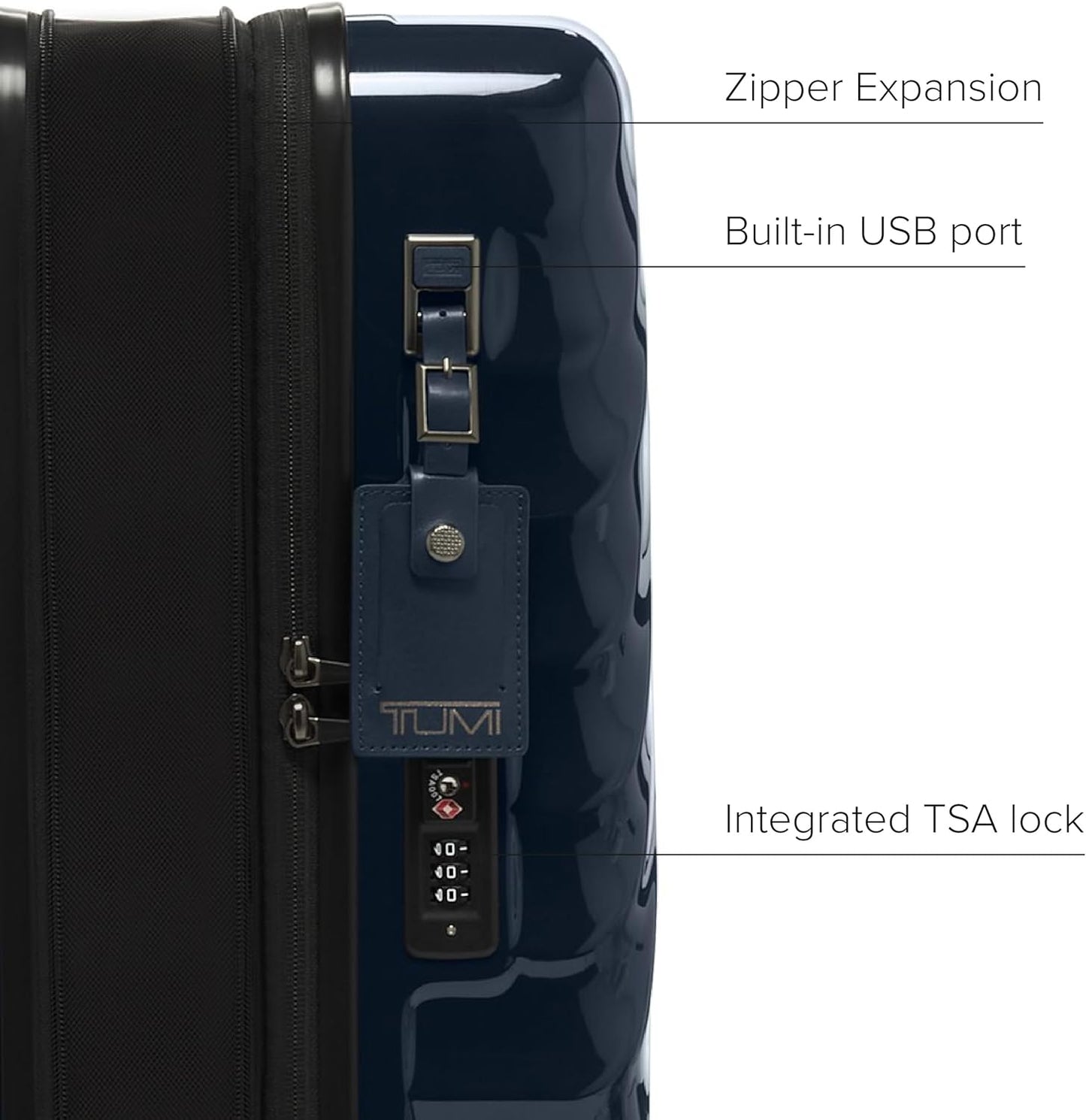TUMI - 19 Degree International Expandable 4 Wheeled Carry-On - Hard Shell Suitcase - 21.8" X 14.0" X 9.0" - Navy
