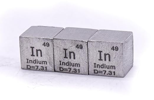 0.39" 10mm Soft Indium Metal Cube in up to 99.9% Pure Periodic Table Element Engraved Density Collection Science Education Display Block Cube + Acrylic Case Box - 1PC