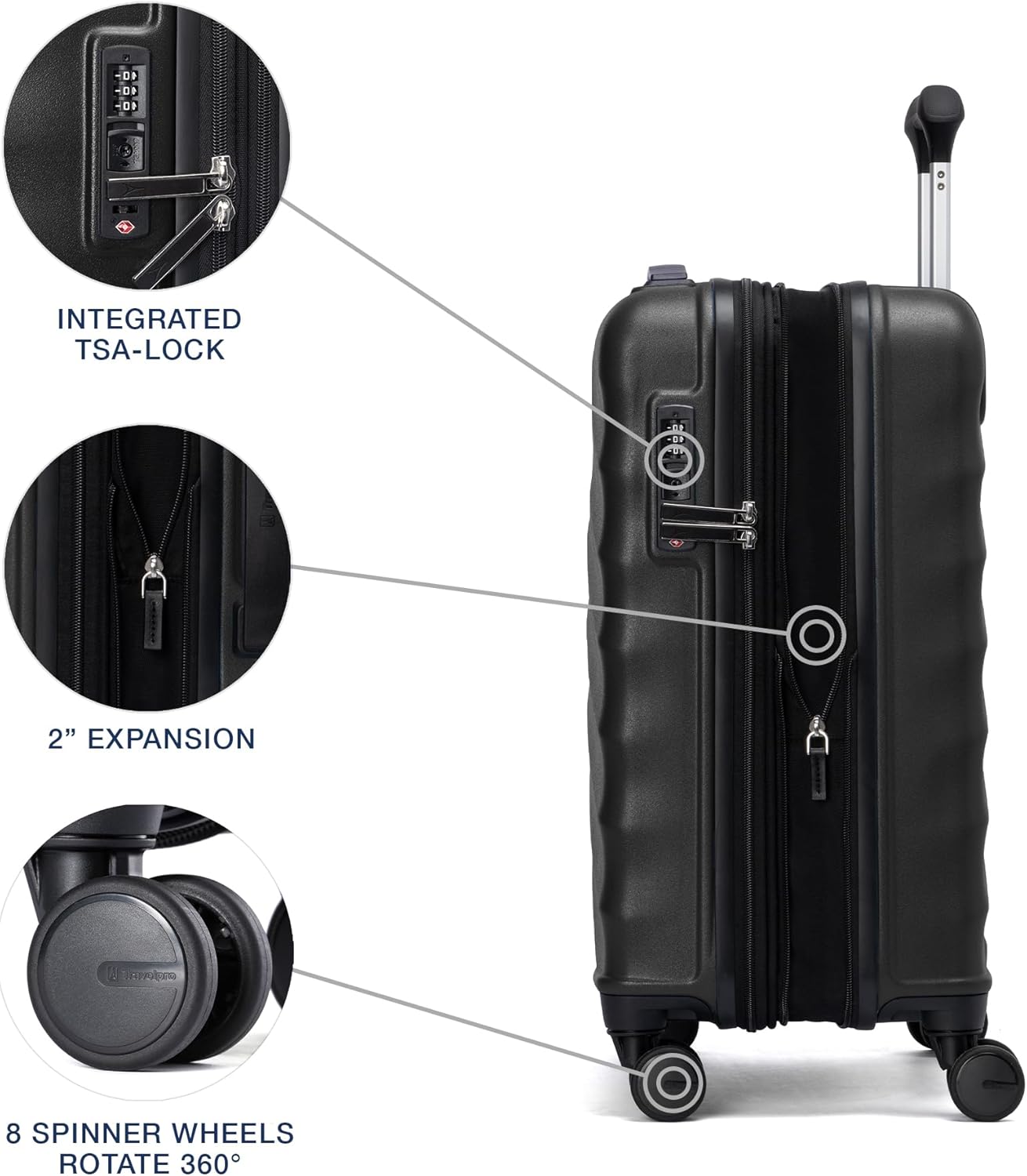 Travelpro Maxlite Air V2 Hardside Expandable Carry on Luggage, 8 Spinner Wheels, Lightweight Hard Shell Suitcase, TSA lock, Black, International Carry On 18-Inch