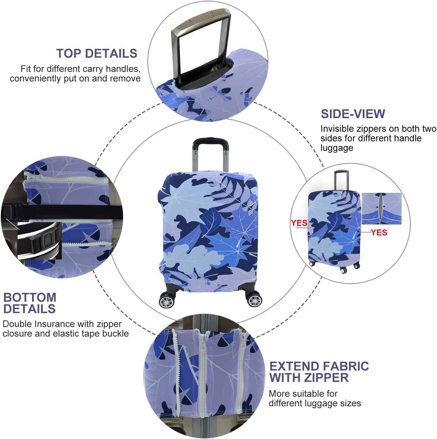 Travel Luggage Cover, Suitcase Protector Bag Fits 22-24 Inch Luggage Bluemaple