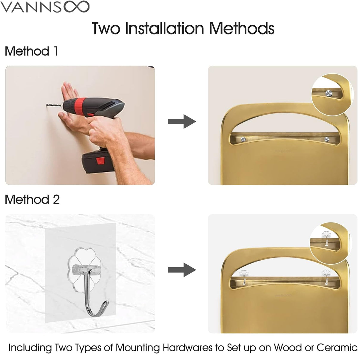 Toilet Seat Cover Dispenser - Stainless Steel Wall Mount Toilet Seat Cover Holder for Commercial Bathroom, 250 Single or Half Fold Seat Covers Capacity (Gold)