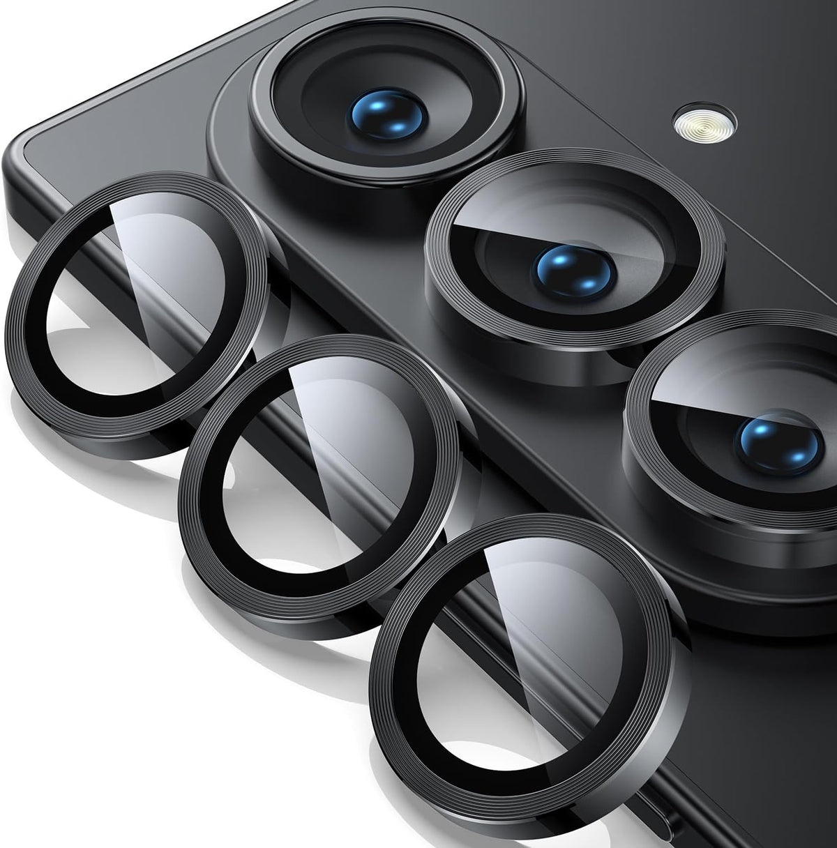 WSKEN for Z Fold 7 Camera Lens Protector Case Cover - Ultra HD Anti-Reflective Tempered Metal Glass Anti Scratch Rear Camera Screen Protector Film for Samsung Galaxy Z Fold 7 5G Accessories,Black