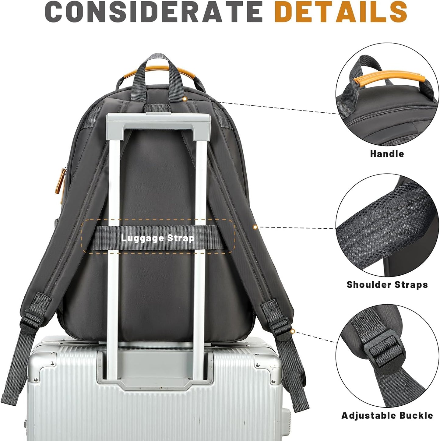mygreen Waterproof Travel Backpack for Adults, 15.6 Inch Laptop Backpack with Multiple Compartments | Durable Anti-Theft Design, Luggage Strap, Lightweight for Business, Commute, and Air Travel Beige