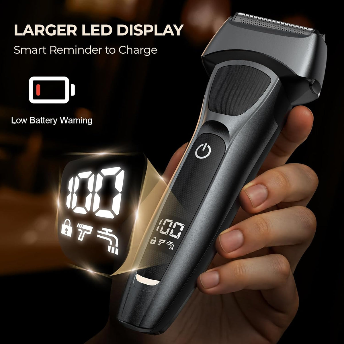 Electric Foil Shavers for Men: Portable Electric Razor for Face- Rechargeable Wet/Dry Waterproof Shaver with LED Display & Fast Charge-Ultra-Thin Razor for Close Shaving