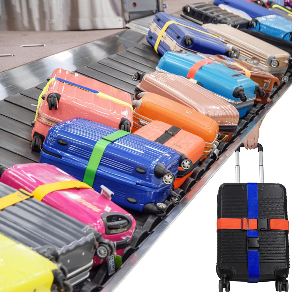 4Pcs Luggage Straps for Suitcase Travel Accessories TSA Approved, 80In Long Belts to Keep Your Suitcase Secure, Adjustable Bag Straps with Quick-Release Buckle for Travel Bag Closure, Green