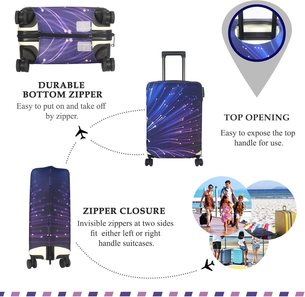 Explore Land Travel Luggage Cover Suitcase Protector Fits 18-22 Inch Case (Fireworks, S)