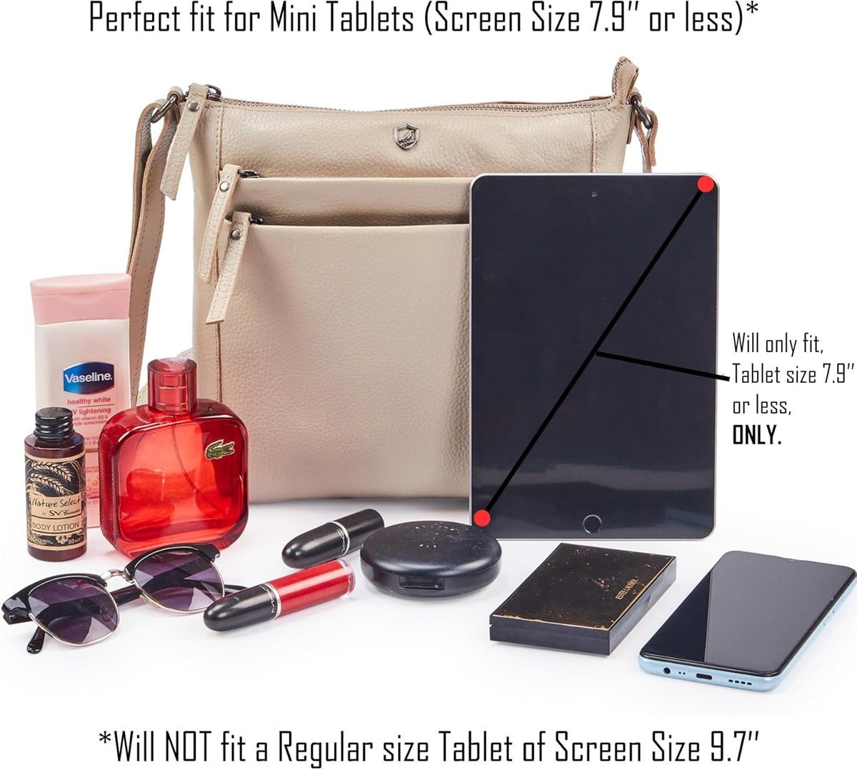 Small Soft Genuine Leather Crossbody Purse Women’s Sling Crossover Shoulder Travel Handbag with Triple Zipper