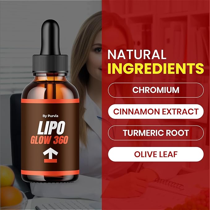 (3 Pack) Lipo Glow 360 Liquid Drops - Lipo Glow 360 Drops for Overall Wellness Support, Advanced Formula Supplement, LipoGlow Liquid Reviews, Lipo Glow 360 for Maximum Strength Support, Made in USA
