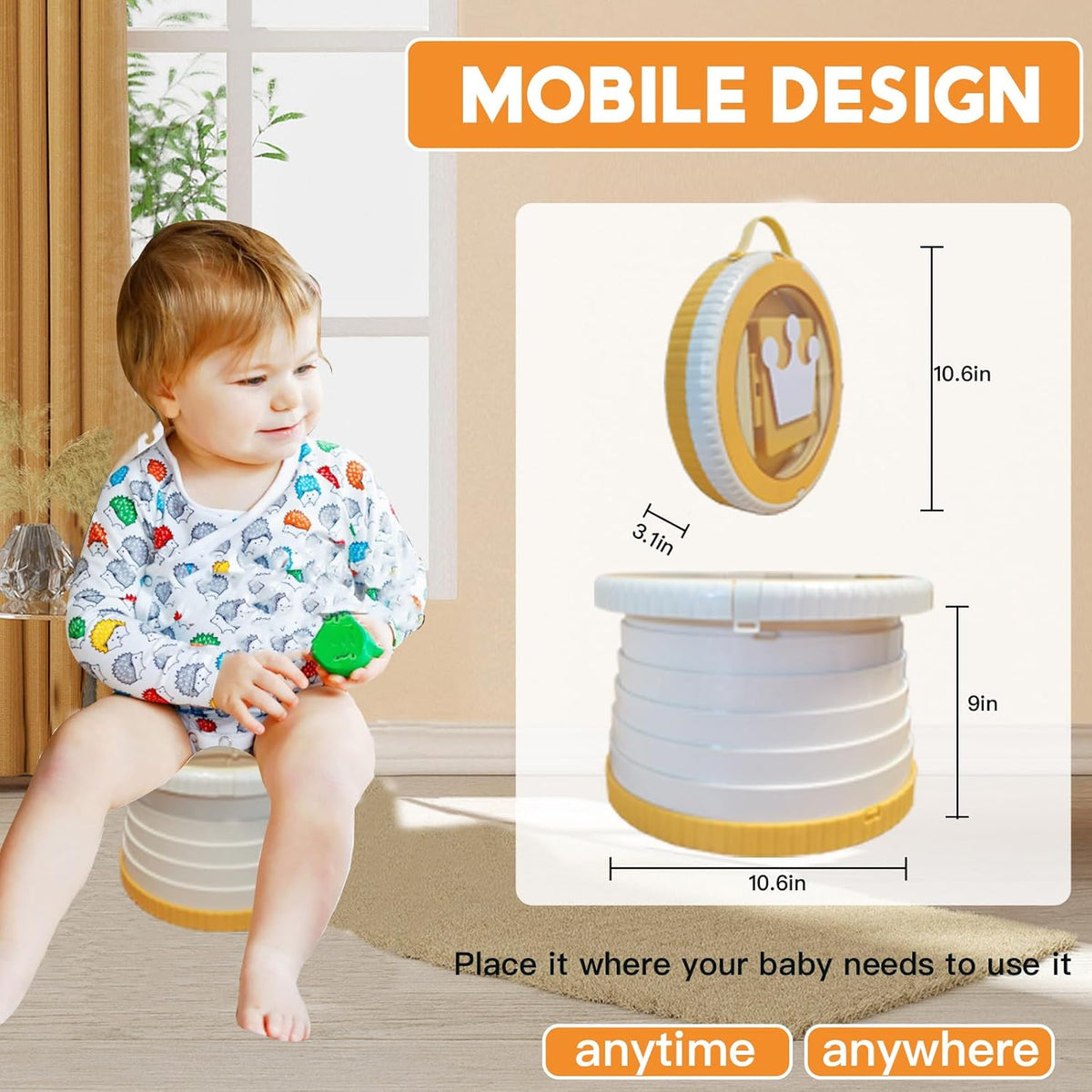 SunnySmile Portable Toilet for Kids,Portable Potty Seat for Toddler Travel,travel potty with Travel Bag, Applicable to Camping, Indoor/Outdoor Use, includes 75 Replacement Bags