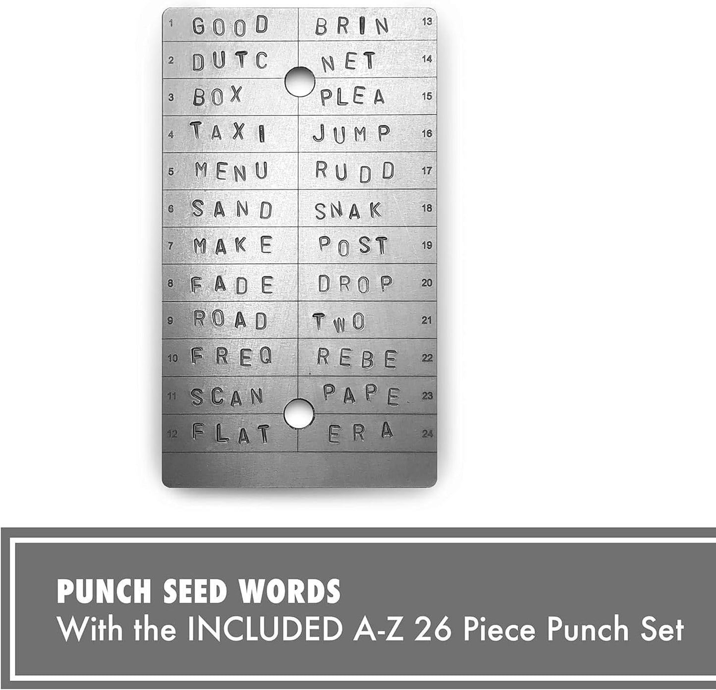 ColdTi - Titanium Bitcoin Seed Plates for Ultra-Secure Crypto Seed Phrase Storage (2 Plates, Punch Set & Seals) - Premium Seed Phrase Metal - Alphabetic Punch Set Included