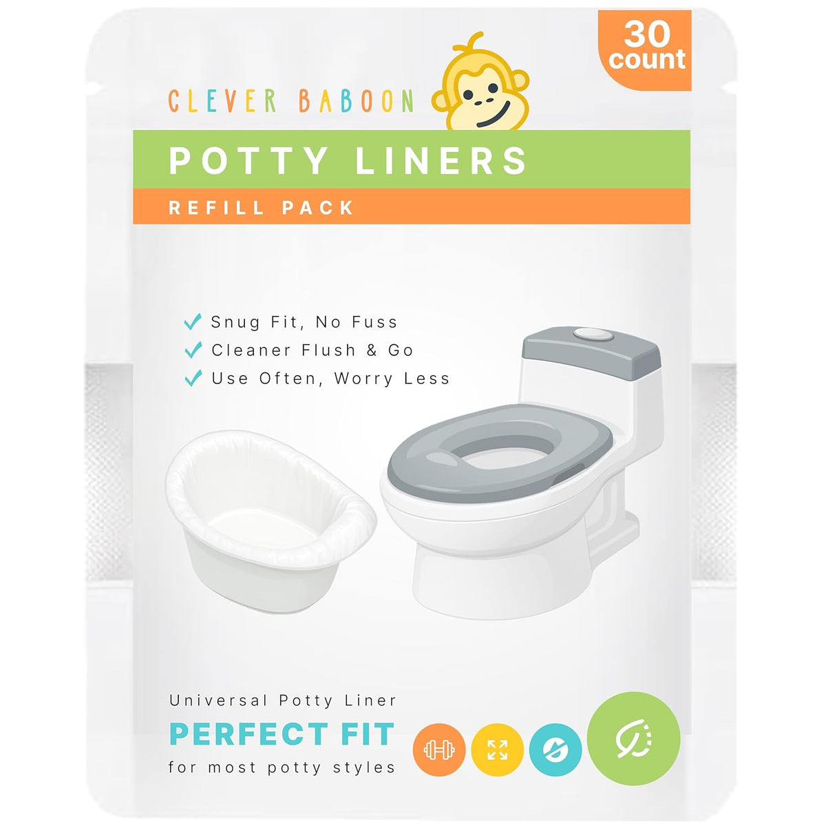 Premium Refill Potty Bags - Strong, Leak-Proof Bags for Travel Potties, Potty Chairs, Potty Seats & Portable Toilets (Regular Size, 30, Count)