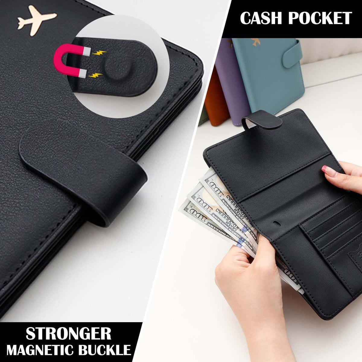 Melsbrinna Premium Leather Passport Holder Covers Case, Waterproof Rfid Blocking Travel Wallet Passport Holder with Pen Holder, Cute Passport Book for Women/Men