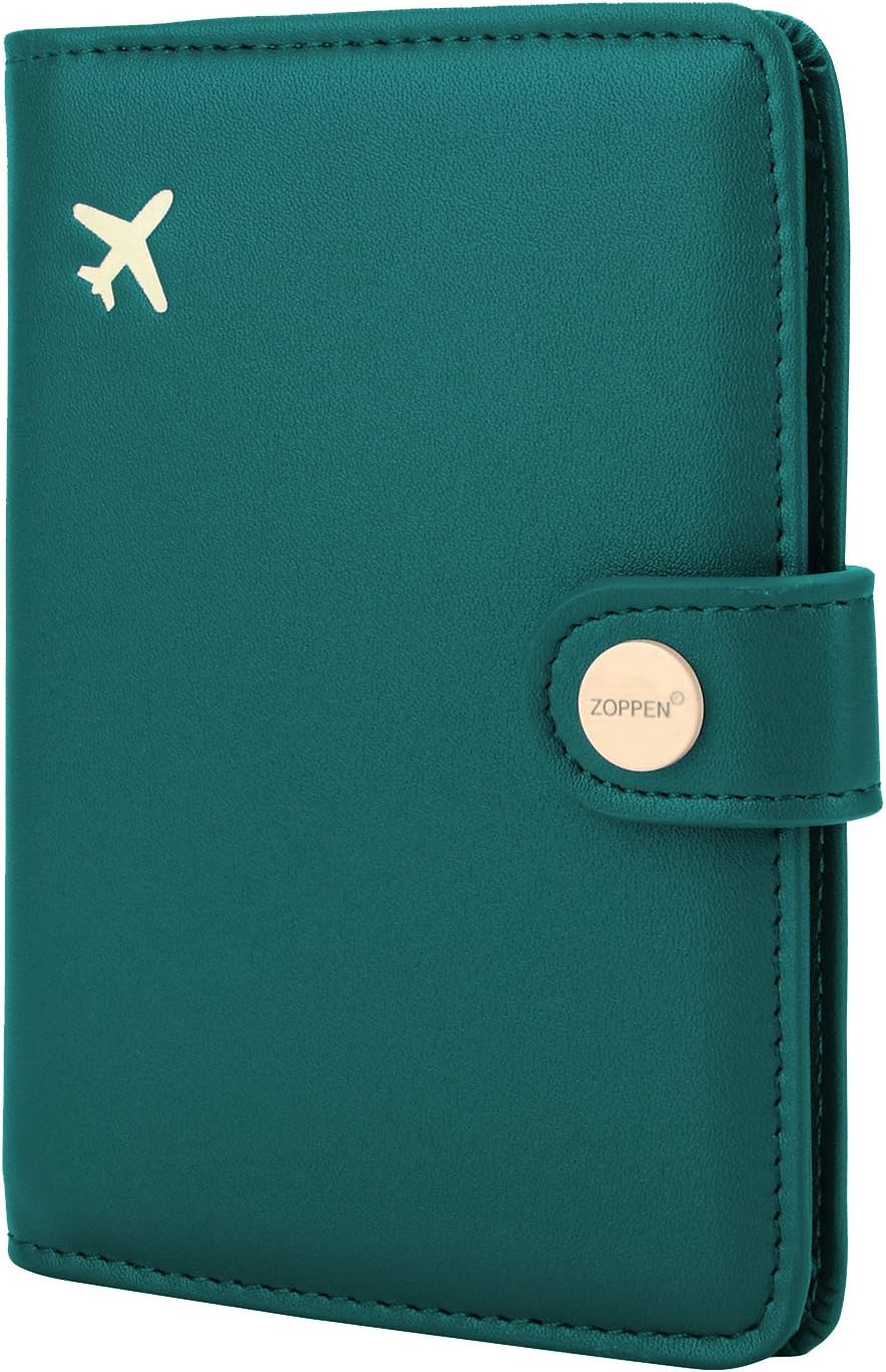 ZOPPEN Passport Holder Women, Passport Cover Travel Wallet Rfid Blocking Passport Wallet Cover Case Travel Essentials Document Organizer, Tea Green