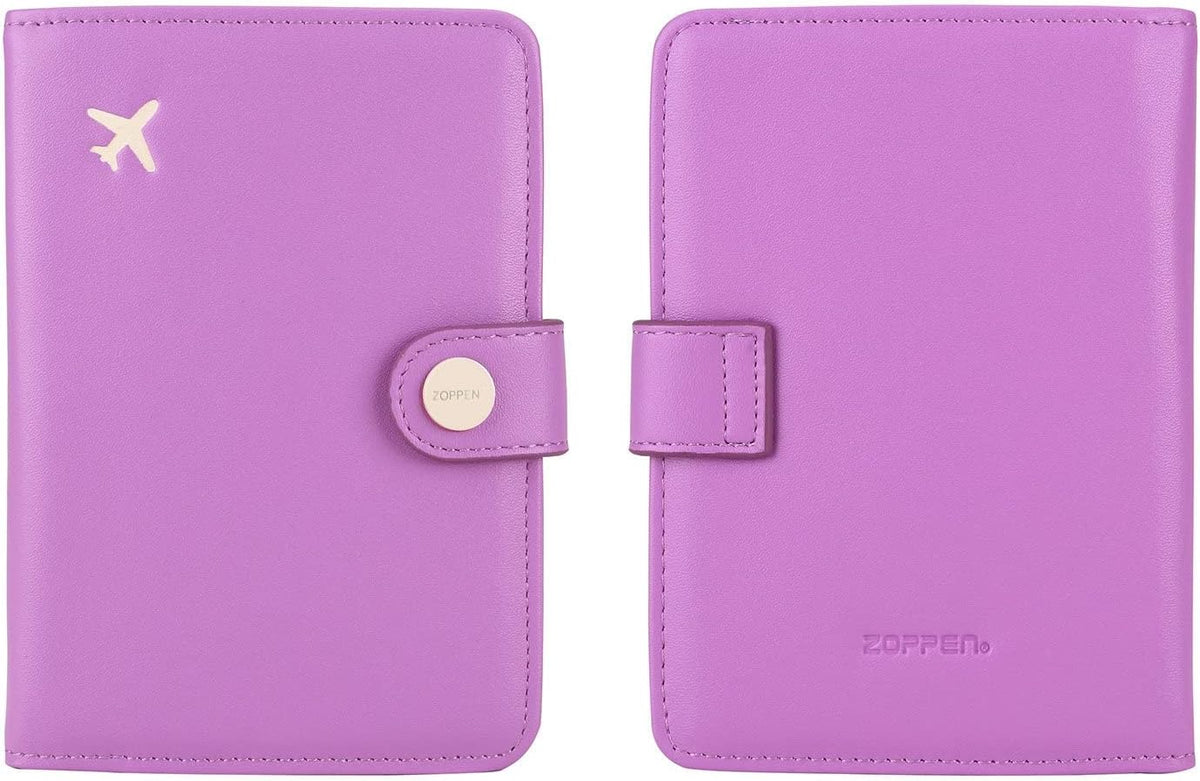 ZOPPEN Passport Holder Women, Passport Cover Travel Wallet Rfid Blocking Passport Wallet Cover Case Travel Essentials Document Organizer, Violet Purple