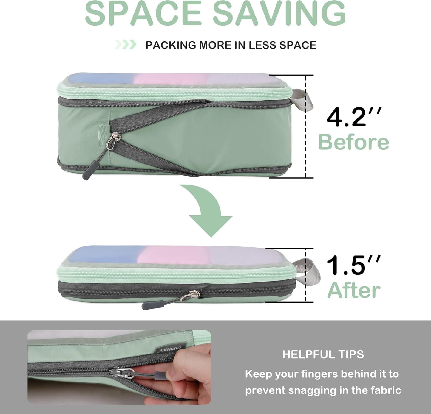 Cipway Compression Packing Cubes Mesh, Lightweight Luggage Organizer Bags with Laundry Bag,Toiletries Bag and Shoe Bag, Travel Essentials for Carry on Suitcase（8 Pcs,Sage Green）