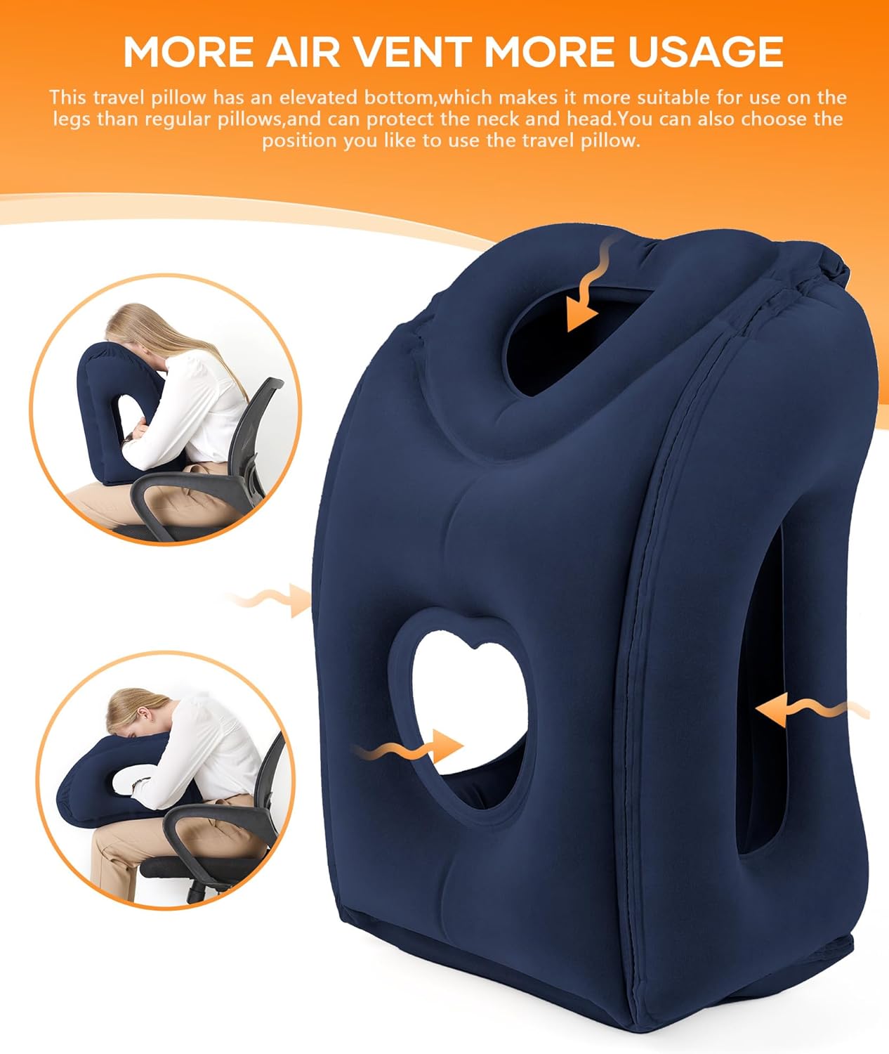 Sunany Travel Pillow, Upgraded Plane Pillow for Long Flights, Inflatable Neck Pillow Used for Airplanes,Cars,Buses,Trains,Office Napping with Eye Mask,Earplugs (Blue)