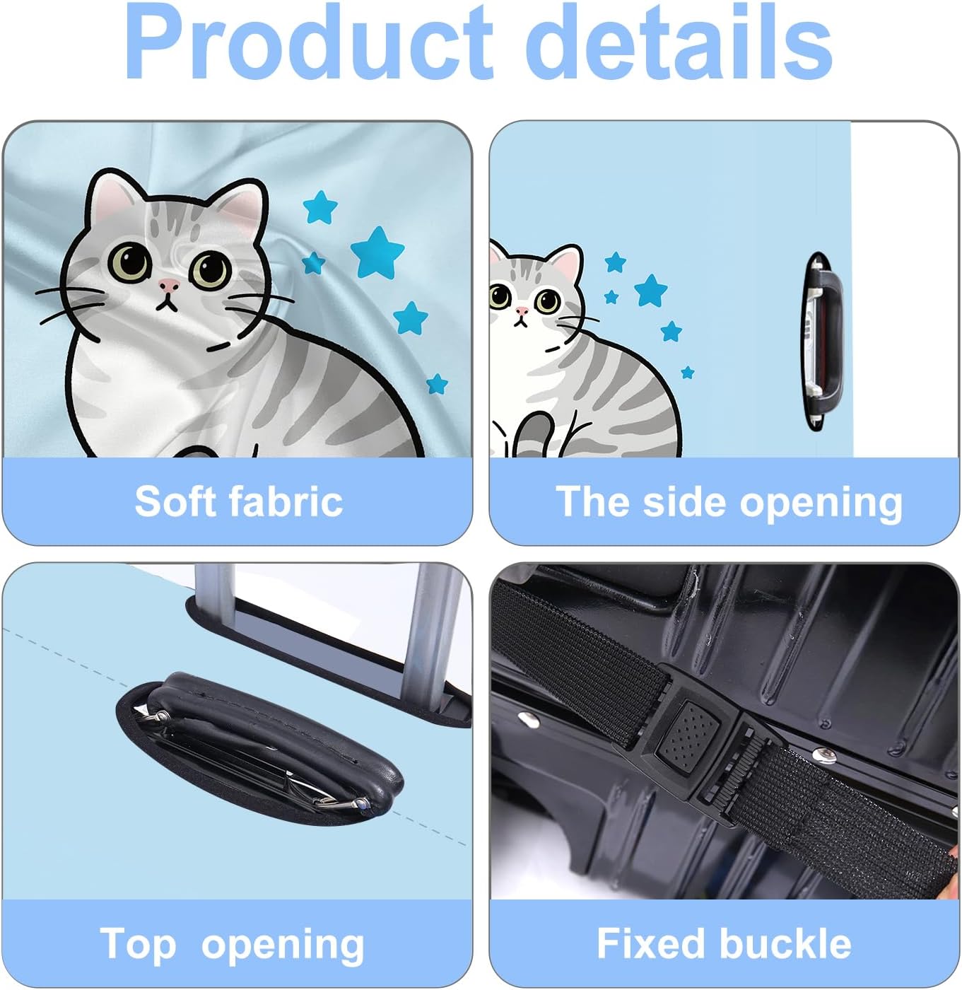 Luggage Cover Washable Suitcase Protector Anti-scratch Suitcase cover Fits 20-34 Inch Luggage (Cat, L(28-30inch suitcase))