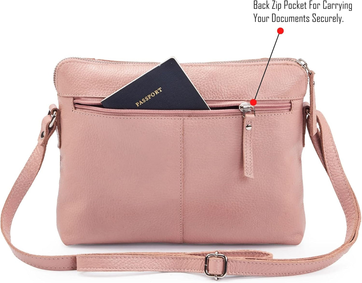 Wise Owl Accessories Small Soft Pebbled Real Leather Crossbody Handbags Purses Sling Crossover Shoulder Bag