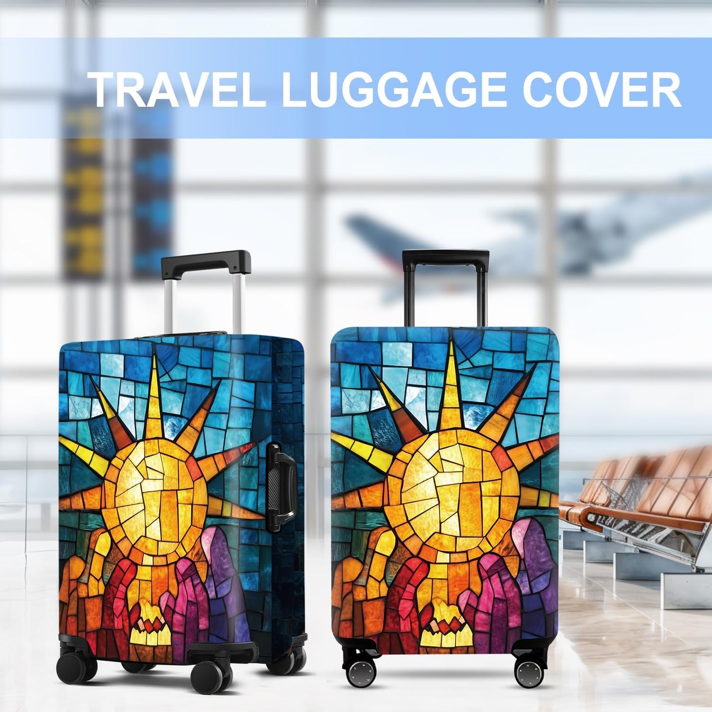 Luggage Cover Washable Suitcase Protector Anti-scratch Suitcase cover Fits 20-34 Inch Luggage (Sun, M(24-26inch suitcase))