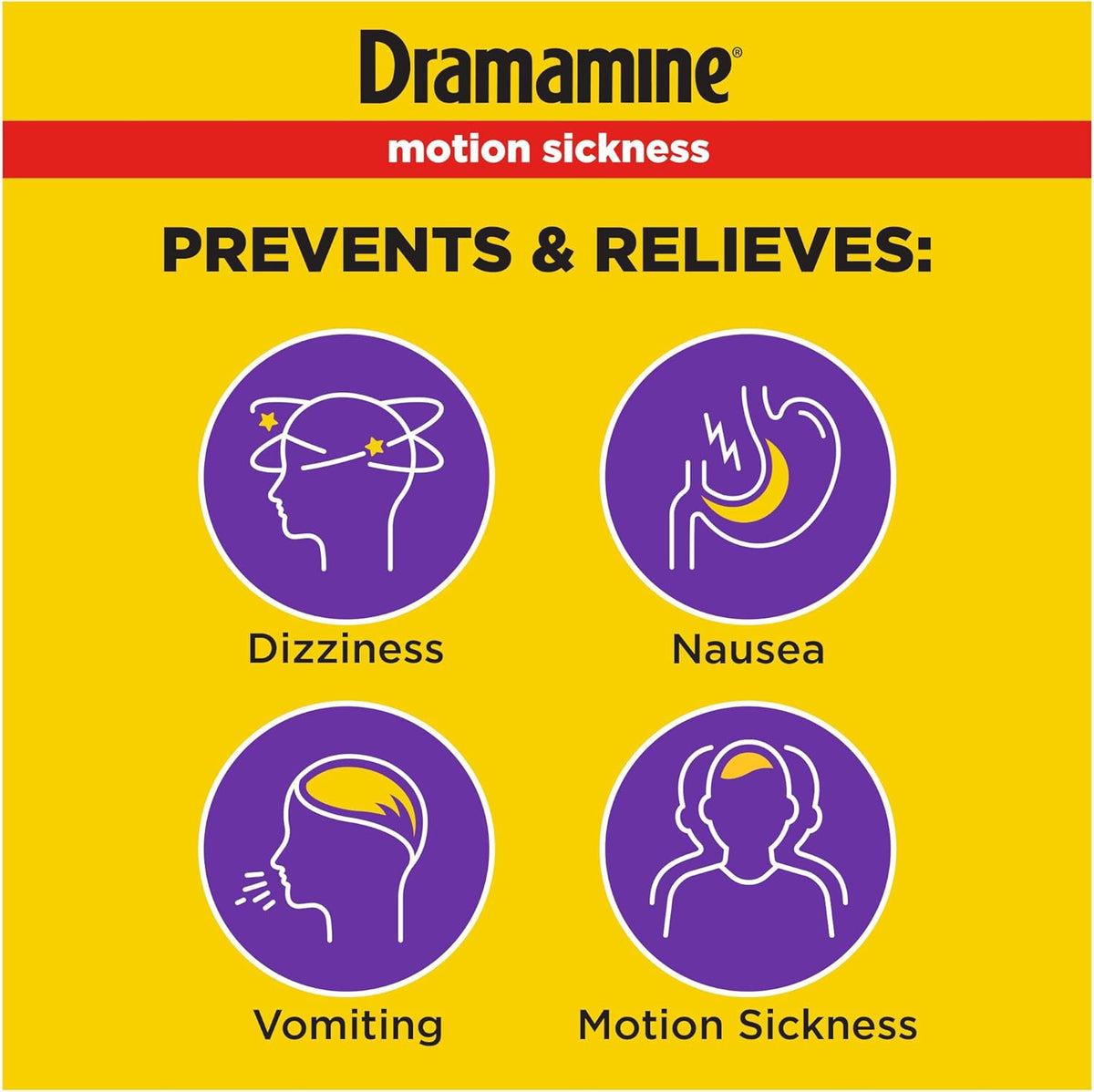 Dramamine Chewable Less Drowsy, Motion Sickness Relief, Raspberry Cream Flavor, 12 Count, 2 Pack