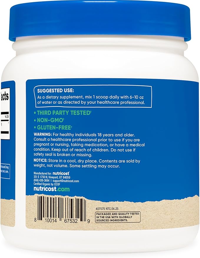 Nutricost Organic Spirulina Powder 454 Grams, 1LB - Pure, Certified Organic Spirulina
