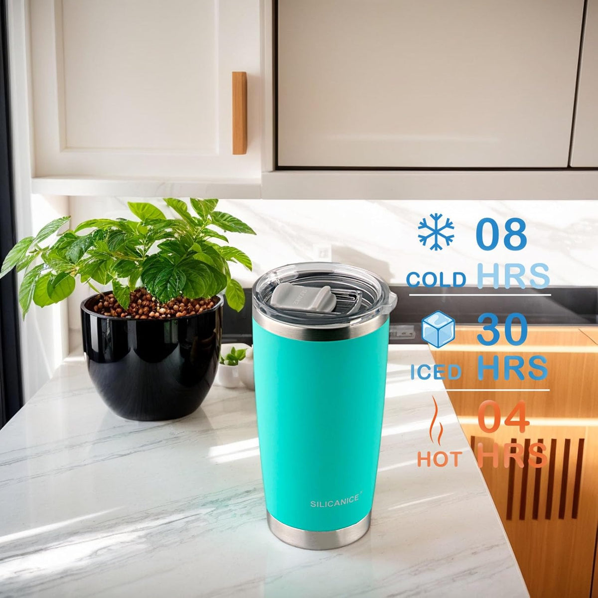 Tropical Teal 20oz Stainless Steel Insulated Tumblers with Lid,Spill Proof,Dishwasher Safe,Colorless & Odorless Thermal Hot & Cold Coffee Cup,Swig Water Bottle & Smoothies Travel Mugs,Mother,Green,Tea