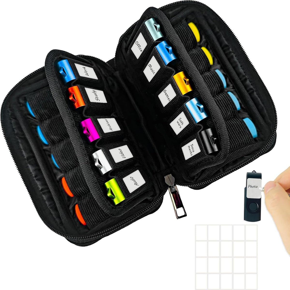 Flash Drive Case 20 Slots USB Storage Case JBOS USB Holder Storage Bag for USB Flash Drive Electronic Accessories Organizer for USB Flash Drive, USB Case, Thumb Drive Caes, Jump Drive Case