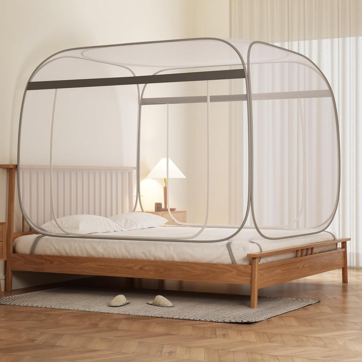 Pop-Up Mosquito Net Tent Wide Roof,Portable Folding Design with Bottom for Bedroom Yard Outdoor Camping Fishing Hiking Trip,Baby Toddler Bed Protection,Easy to Install,King Size