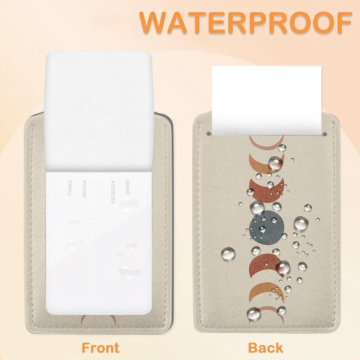 Minimalist Sunset PU Leather Luggage Tags for Suitcase, Modern Moon Travel Cruise 3 Pack with Privacy Flap, Name ID Label and Metal Loop for Women Men Girls Baggage Bag Backpack