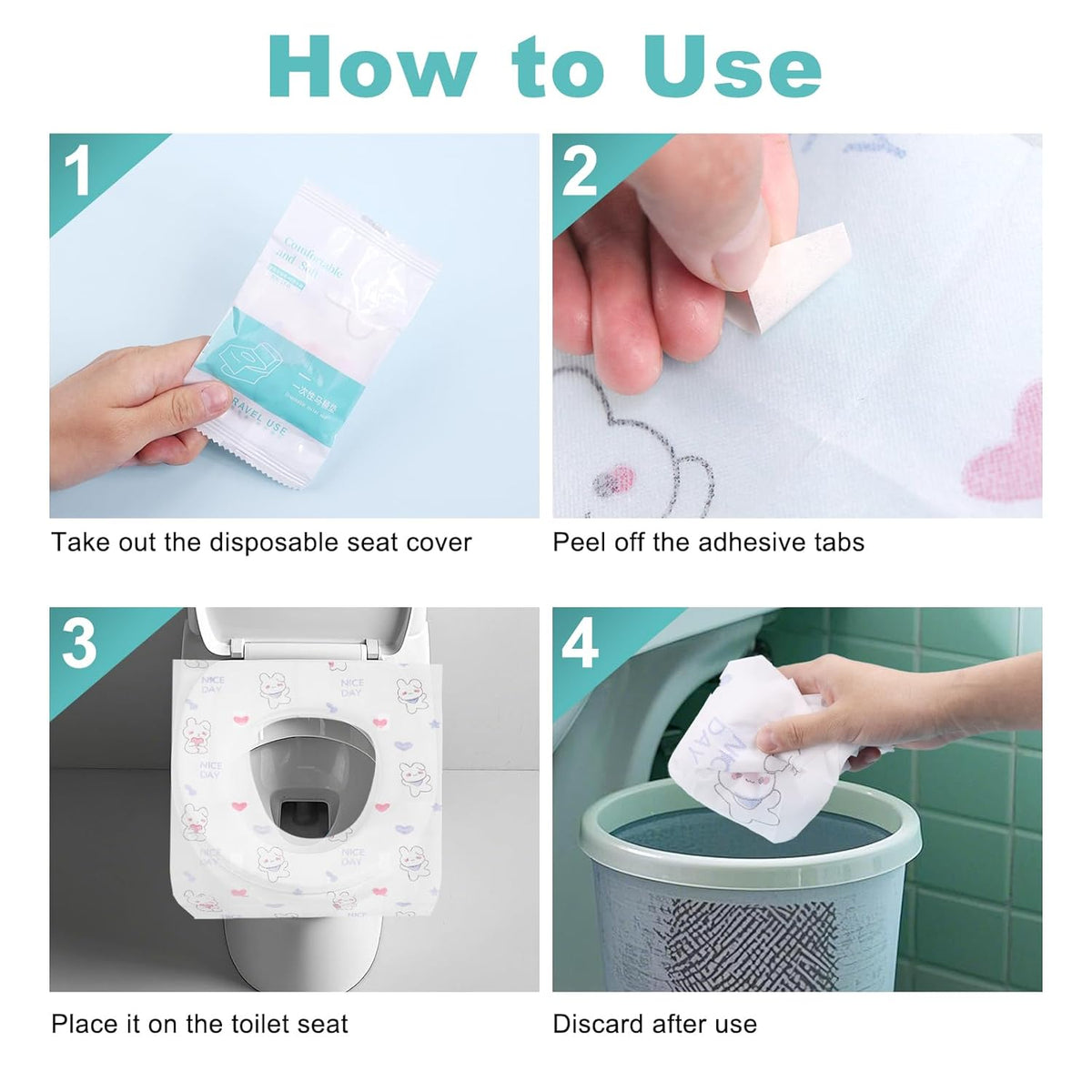 5 Packs Toddler Toilet Seat Covers Disposable, Disposable Toilet Seat Covers for Travel Waterproof Non-Woven, Travel Essentials for Kids Toddlers Potty Training (Individual Package)
