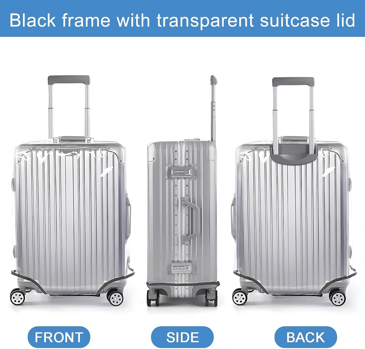 Clear Luggage Cover for 24 inch Suitcase Tsa Approved Thicken PVC Plastic Suitcase Protector Cover for Baggage Travel Waterproof.