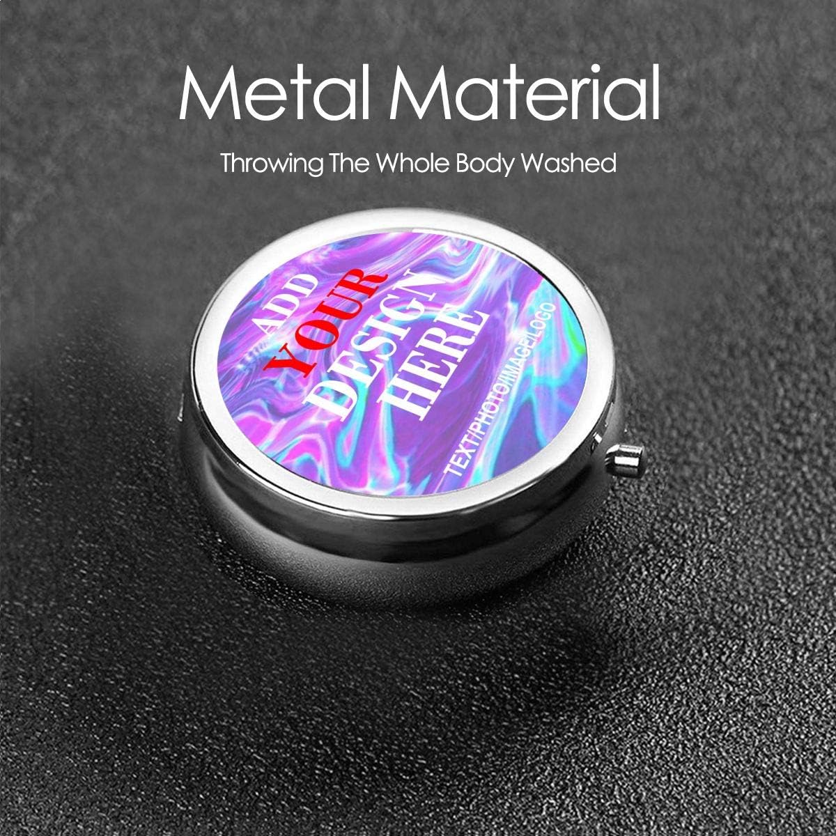 Custom Round Pill Case, Personalized Name/Photo Decor Travel Jewelry Organizer Container Medicine Vitamin Pill case - 3 Compartment