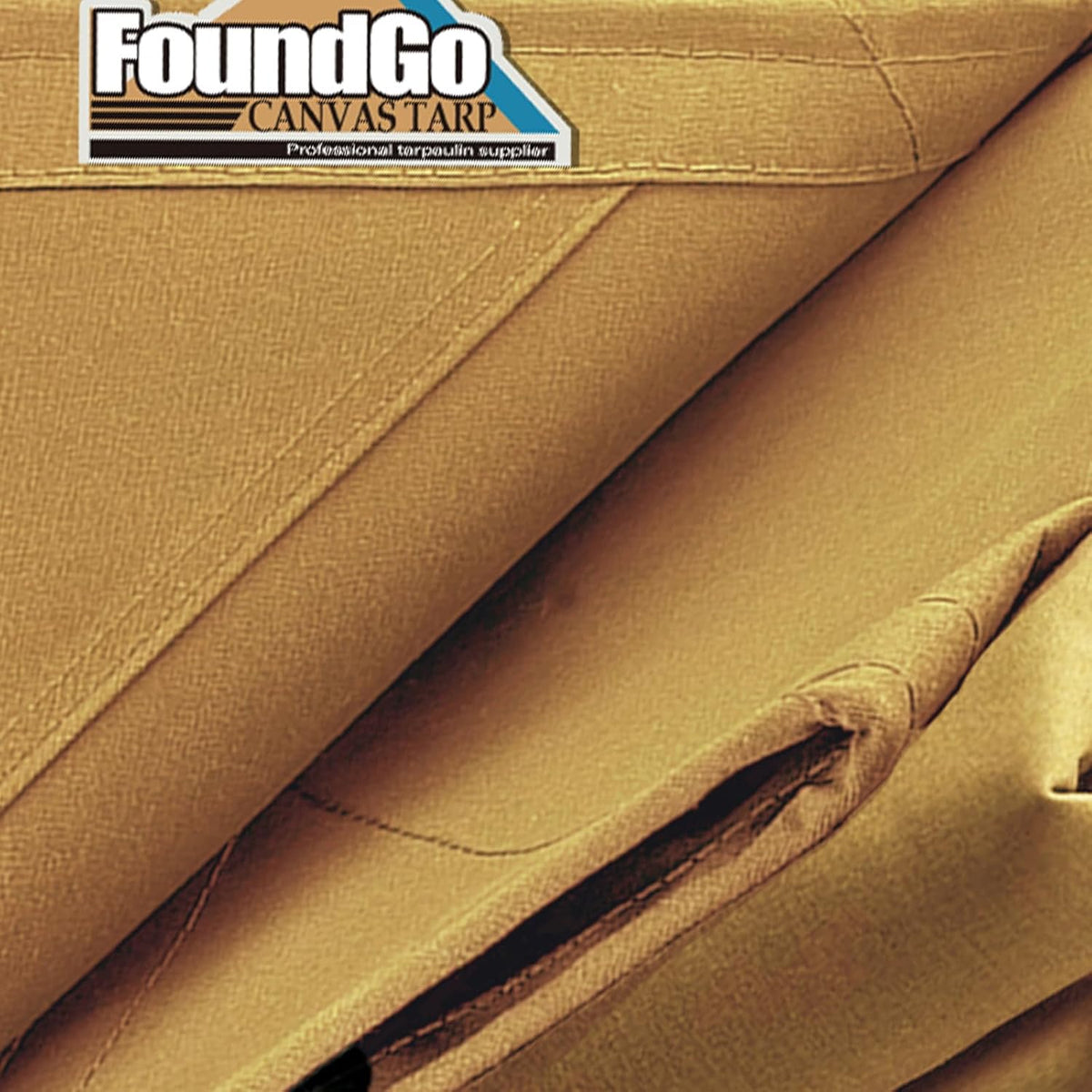 FoundGo 12x12ft Canvas Tarp 22 Mil Tarps 14 oz Canvas Tarpaulin Heavy Duty Cloth Water/UV Resistant Cover with Rustproof Grommets & Ropes for Cars,Roofs,Boats,Camps,Sunshades，Moisture Barrier -Tan