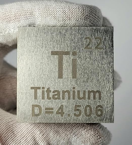 1.5" 38.1mm Titanium Metal Cube Ti up to 99.9% Pure Periodic Table Element Engraved Density Collection Science Education Display Block Cube + Acrylic Case Box - 1PC