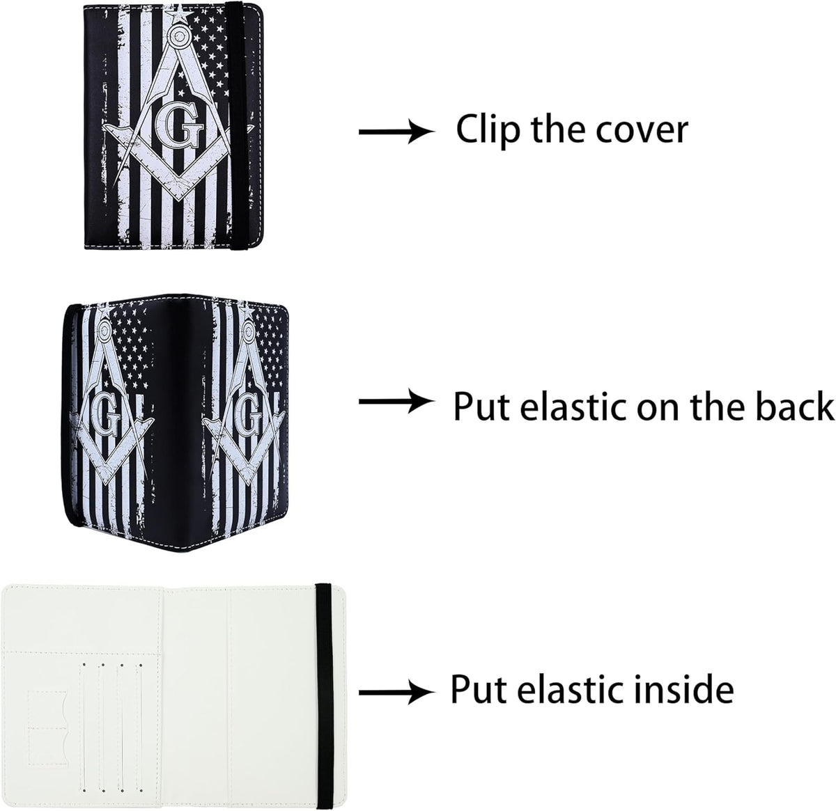 Passport Holder for Women and Men PU Leather Passport Cover for Travel (Masonic)