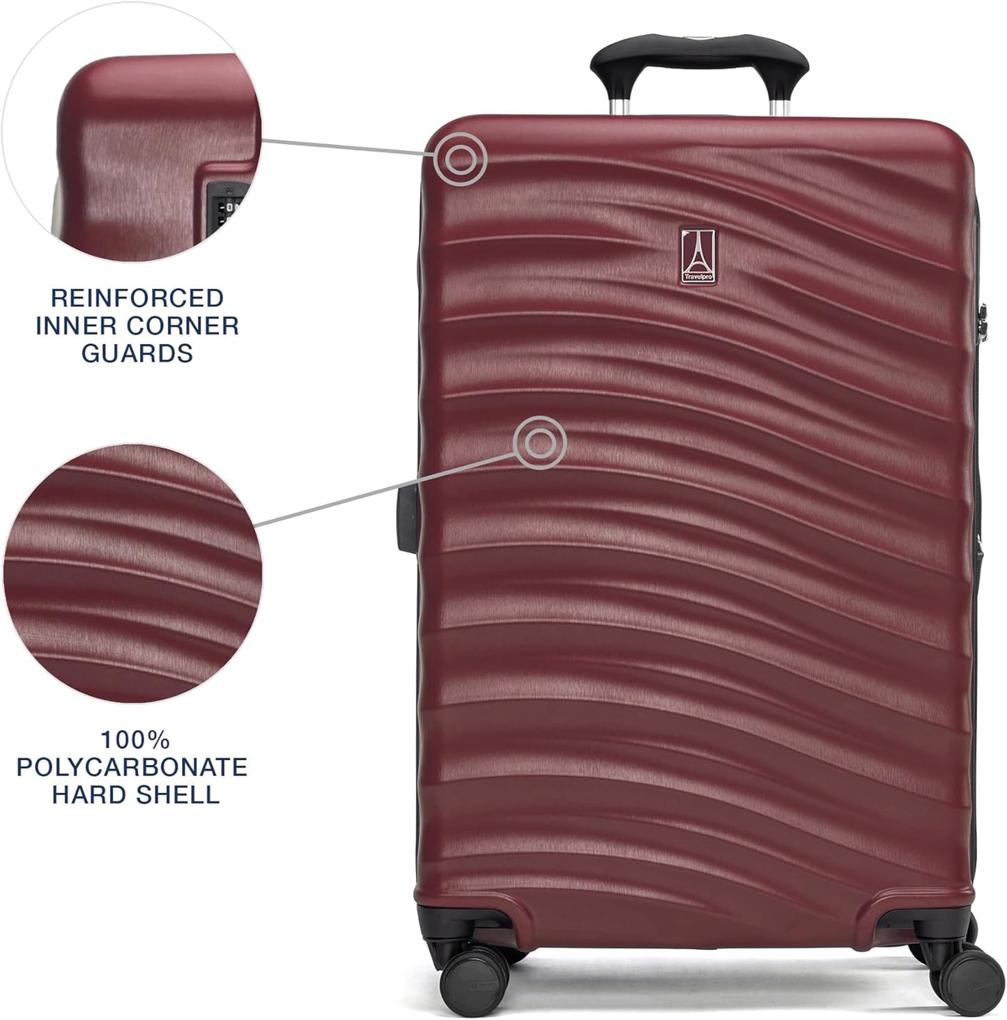 Travelpro Maxlite Air V2 Hardside Expandable Checked Luggage, 8 Spinner Wheels, Lightweight Hard Shell Suitcase, TSA lock, Cabernet, Checked Medium 25-Inch