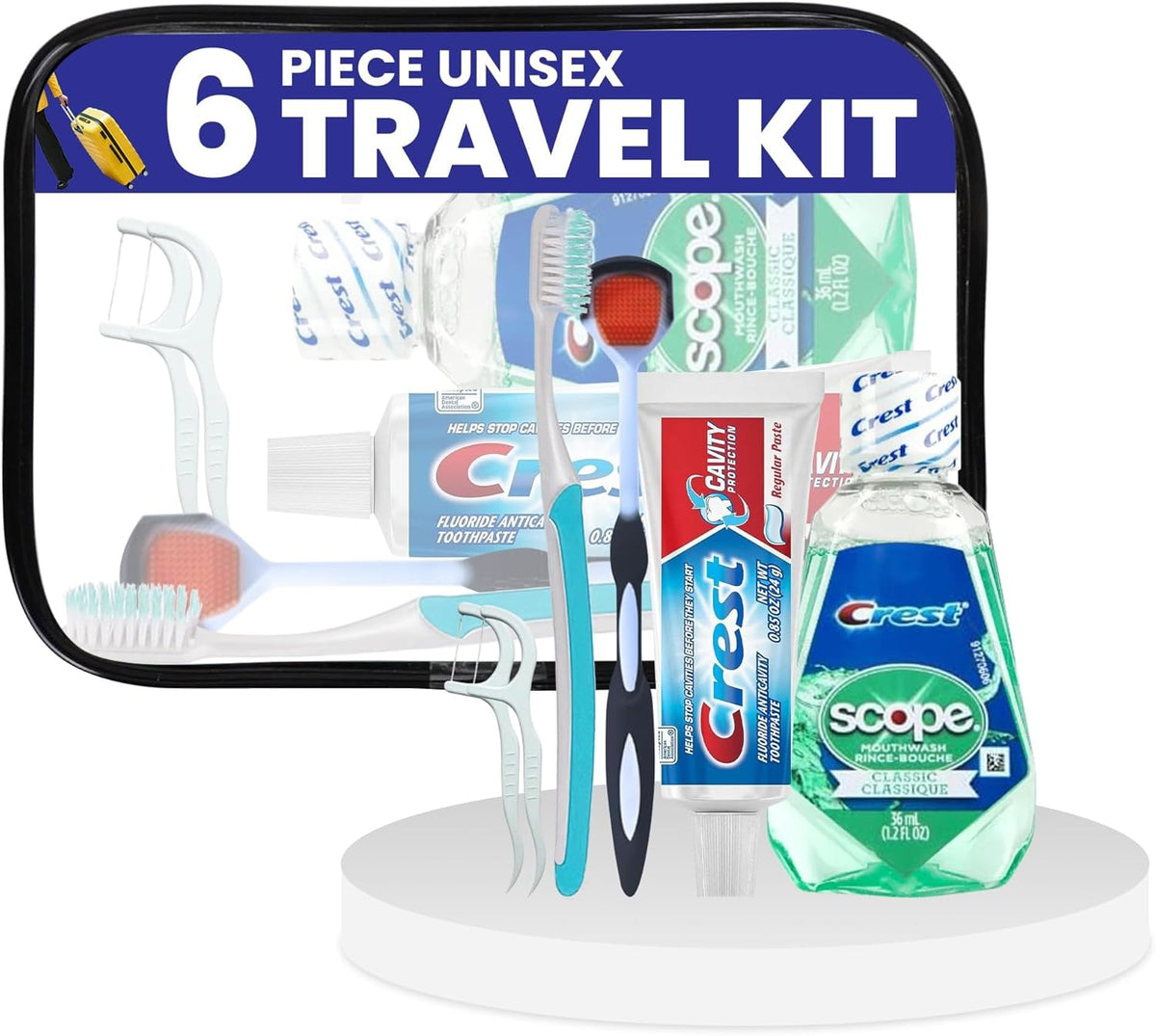 Trektote 6-Piece Travel Size Toothbrush and Toothpaste Set (25 Pack) - TSA Approved Toothbrush Travel Kit - Includes Toothpaste and Mouthwash - Dental Oral Care Kit