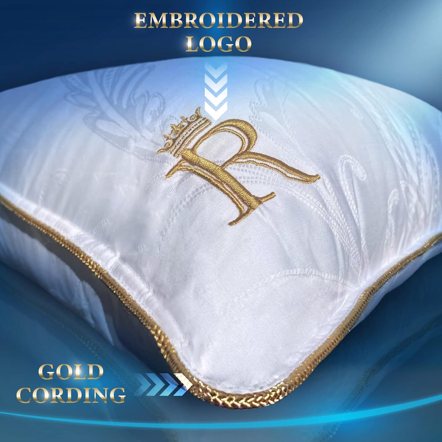 Royal Therapy Pillows King Size Set of 2, Down Alternative Bed Pillows, Adjustable King Size, Jacquard Cotton, for All Sleepers, Side Sleeper Pillow, 2 Pack