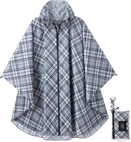 Rain Poncho Jacket Coat Hooded Zipper Style for Women/Men/Adult with Pocket