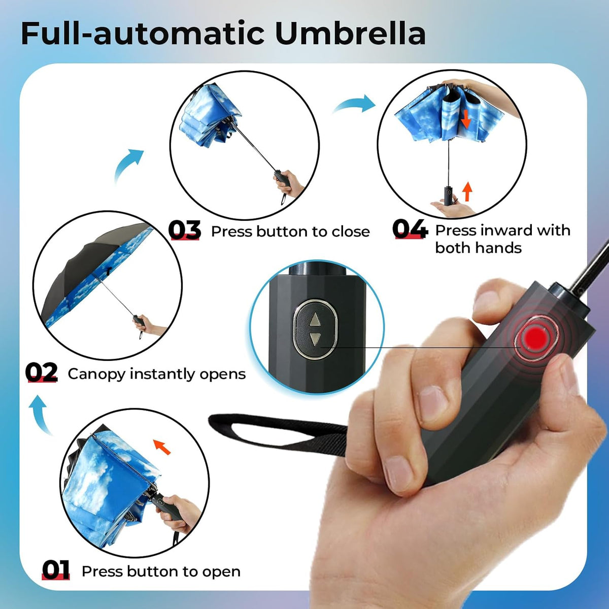 LLanxiry Compact Travel Umbrella, Mini Windproof Umbrellas for Rain & Sun, Small Lightweight Outdoor UV Umbrella, Portable Folding Umbrellas for Travel