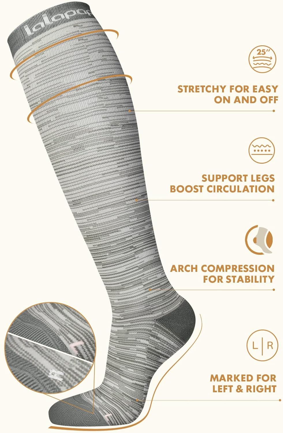 Thick Soft Cotton Compression Socks for Women Men 15-20mmHg Knee High Breathable Cotton Socks for All Day Comfort