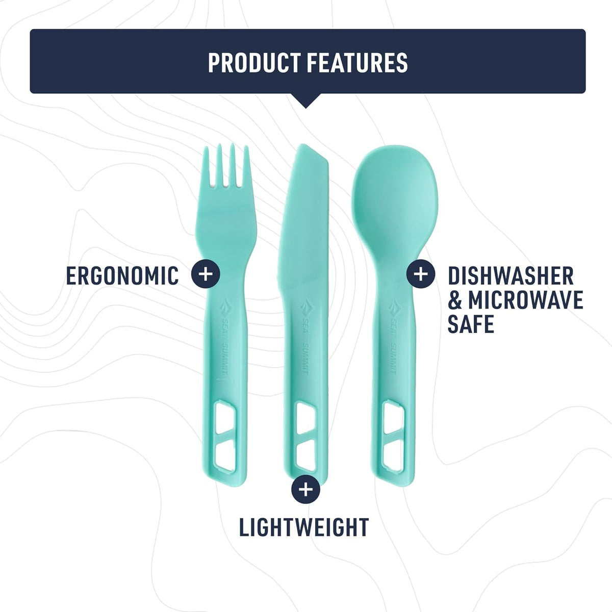 Sea to Summit Passage Camp Cutlery Set, Fork, Spoon and Knife, Arrowwood Yellow