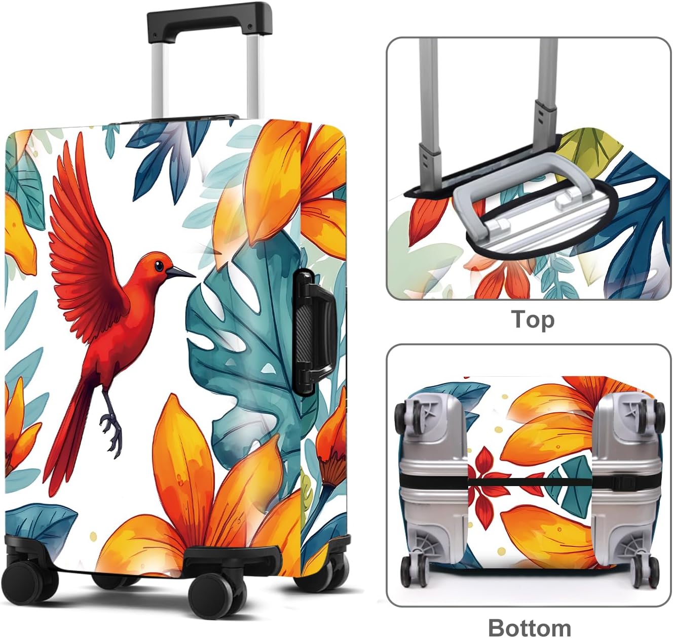 Luggage Cover Washable Suitcase Protector Anti-Scratch,Stretchable Fit for 20-34Inch Luggage Durable Travel Bag Cover with Zipper Closure (Bird, XL(fits 32-34Inch suitcase))