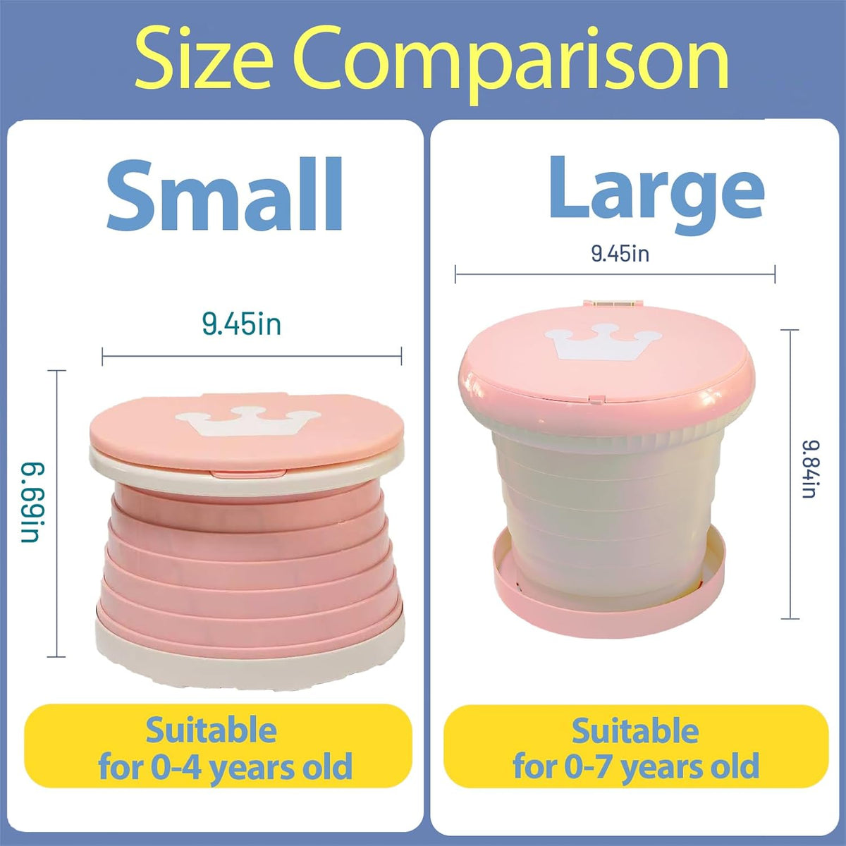 SunnySmile Travel Potty for Toddler, Portable and Foldable Toilet, Apply to Seat Emergency Toilet for Car, Camping, Outdoor, Indoor (pink, large)