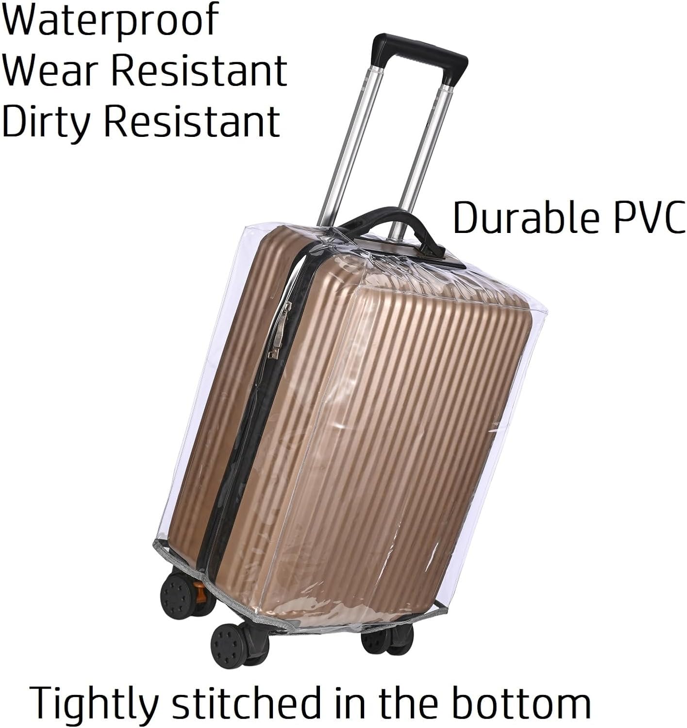 Clear PVC Suitcase Cover - Thickened Waterproof Luggage Protector, Full Transparent Dustproof Sleeve for Wheeled Suitcases (22")